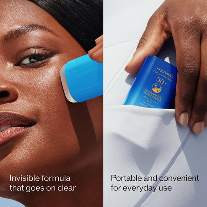 Compact Shiseido sun protection stick for travel