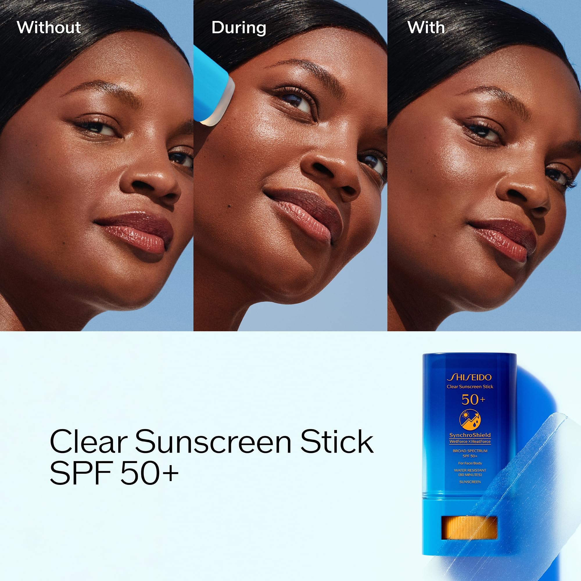 Shiseido sunscreen stick used over makeup