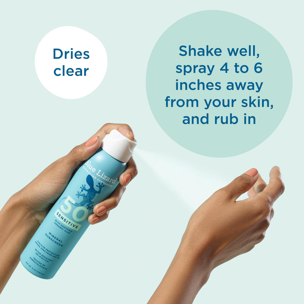 Blue Lizard sensitive skin sunscreen spray texture application