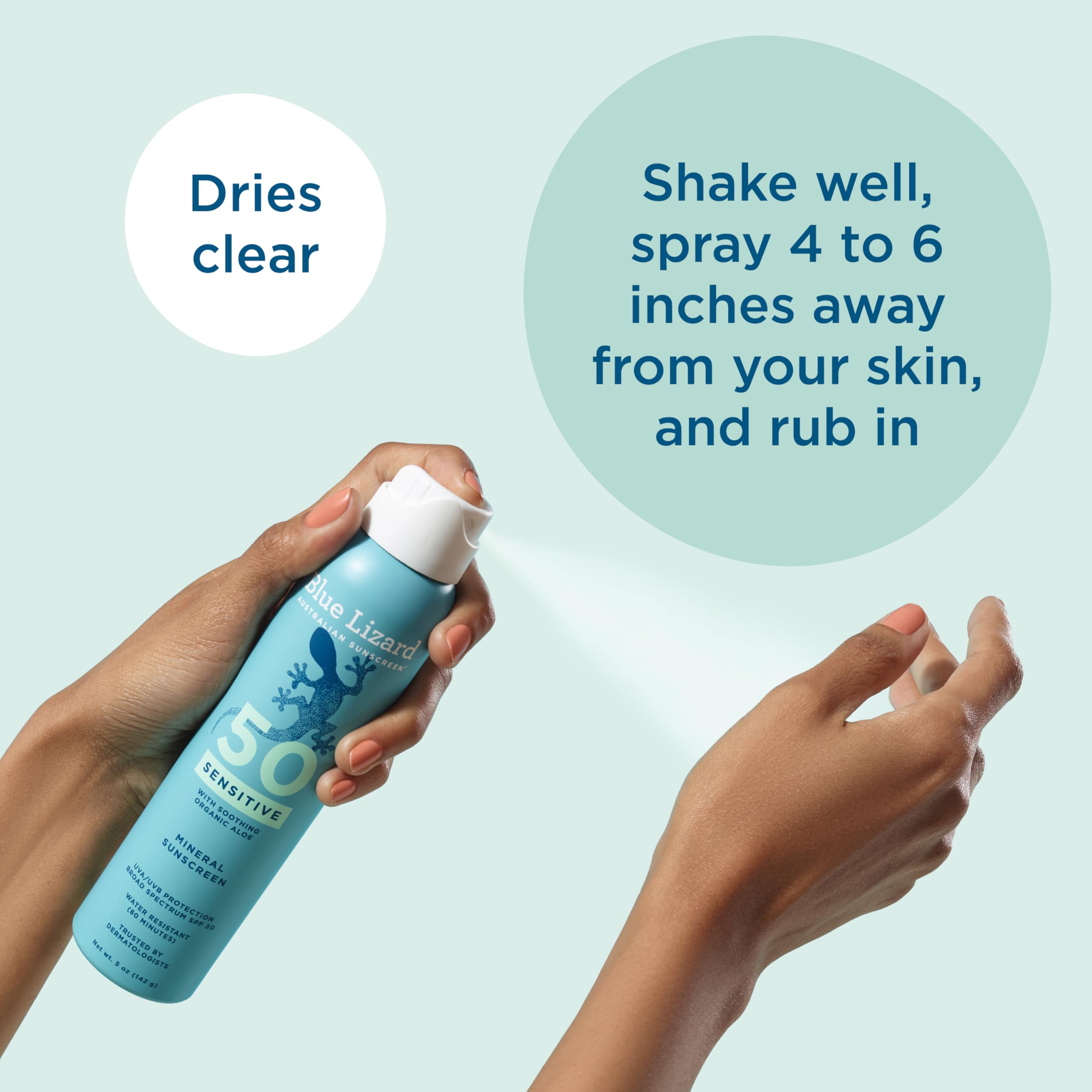 Blue Lizard Sensitive sunscreen spray nozzle and cap view