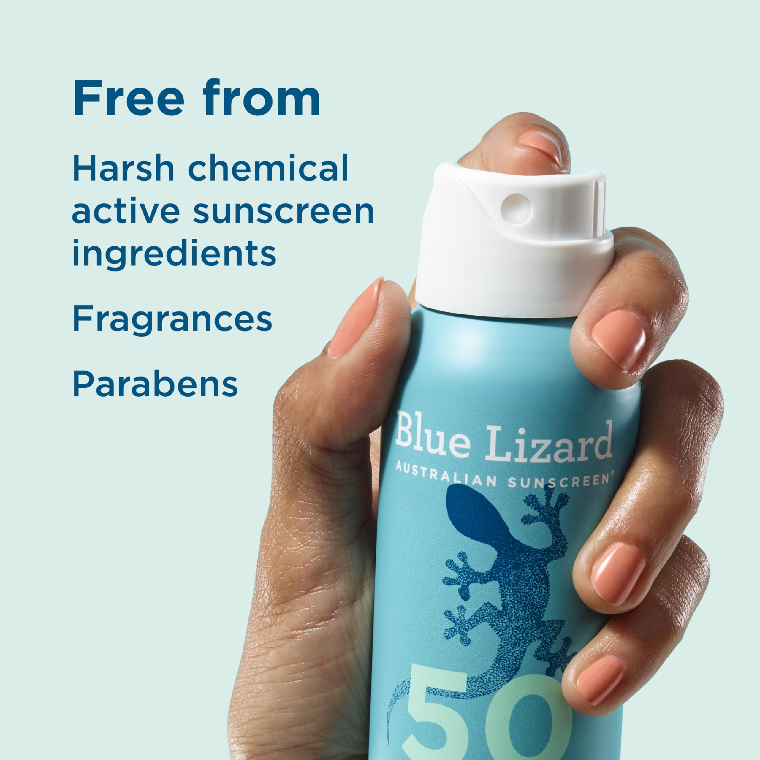 Texture demonstration of Blue Lizard mineral sunscreen spray