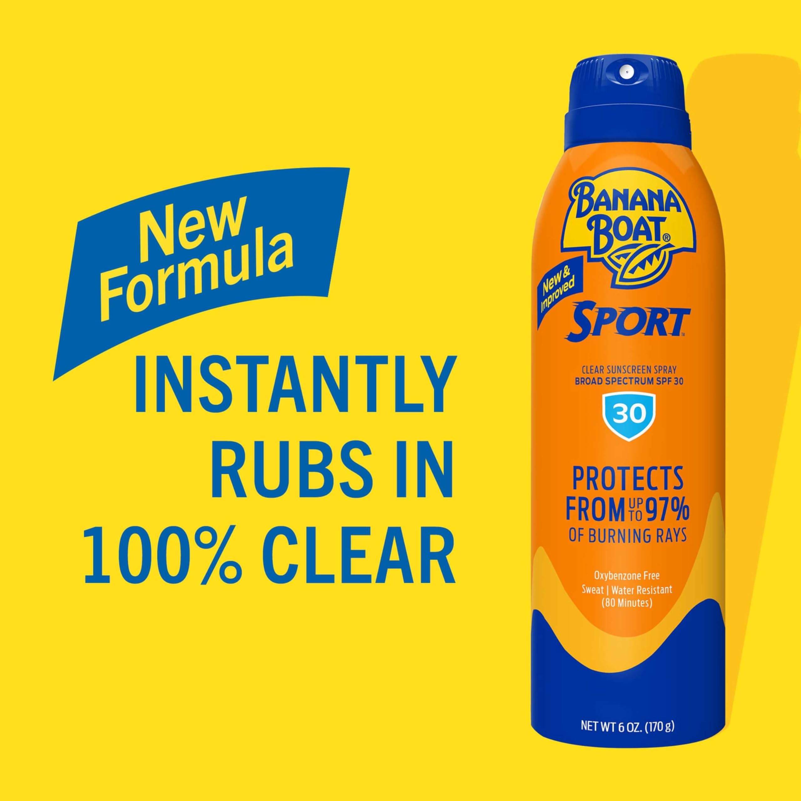 Close up of Banana Boat sunscreen spray nozzle and lock mechanism