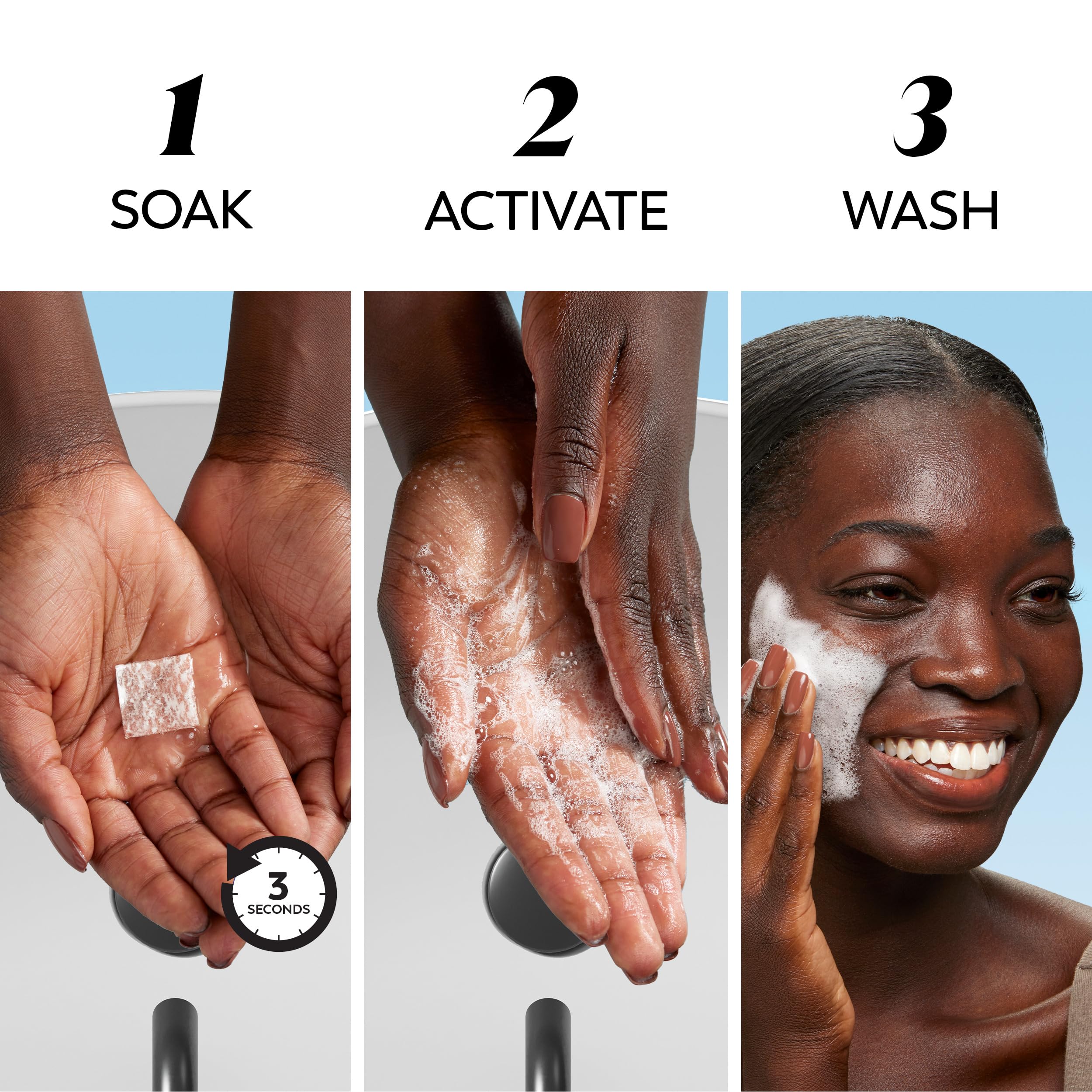 Olay fragrance free cleansing melts micro-bubble lather texture on hands