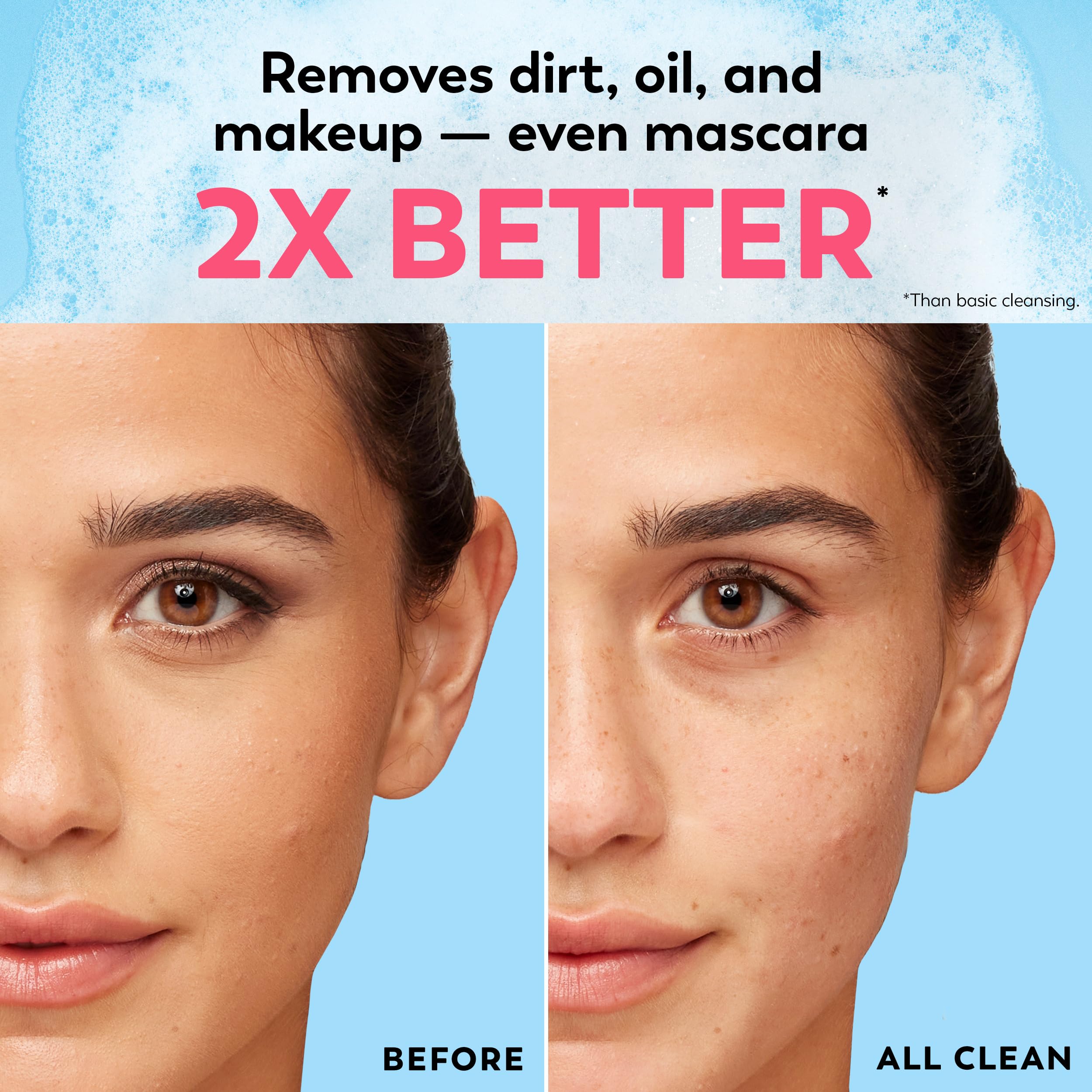 Person using Olay water activated dry cloth for face cleansing