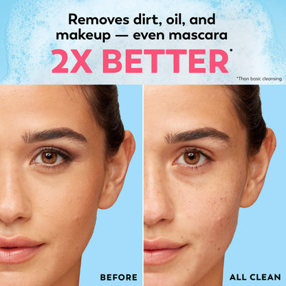 Person using Olay water activated dry cloth for face cleansing