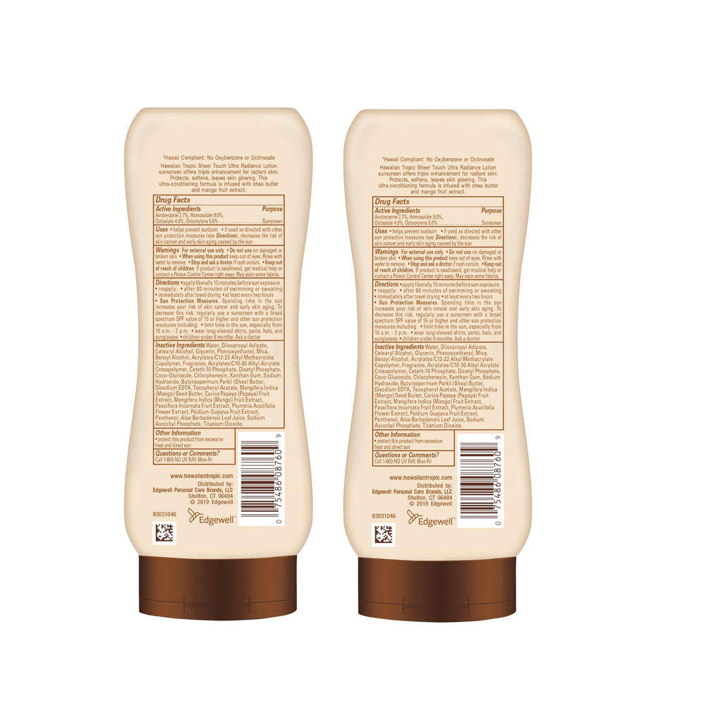 Complete dual pack arrangement of Hawaiian Tropic sunscreen