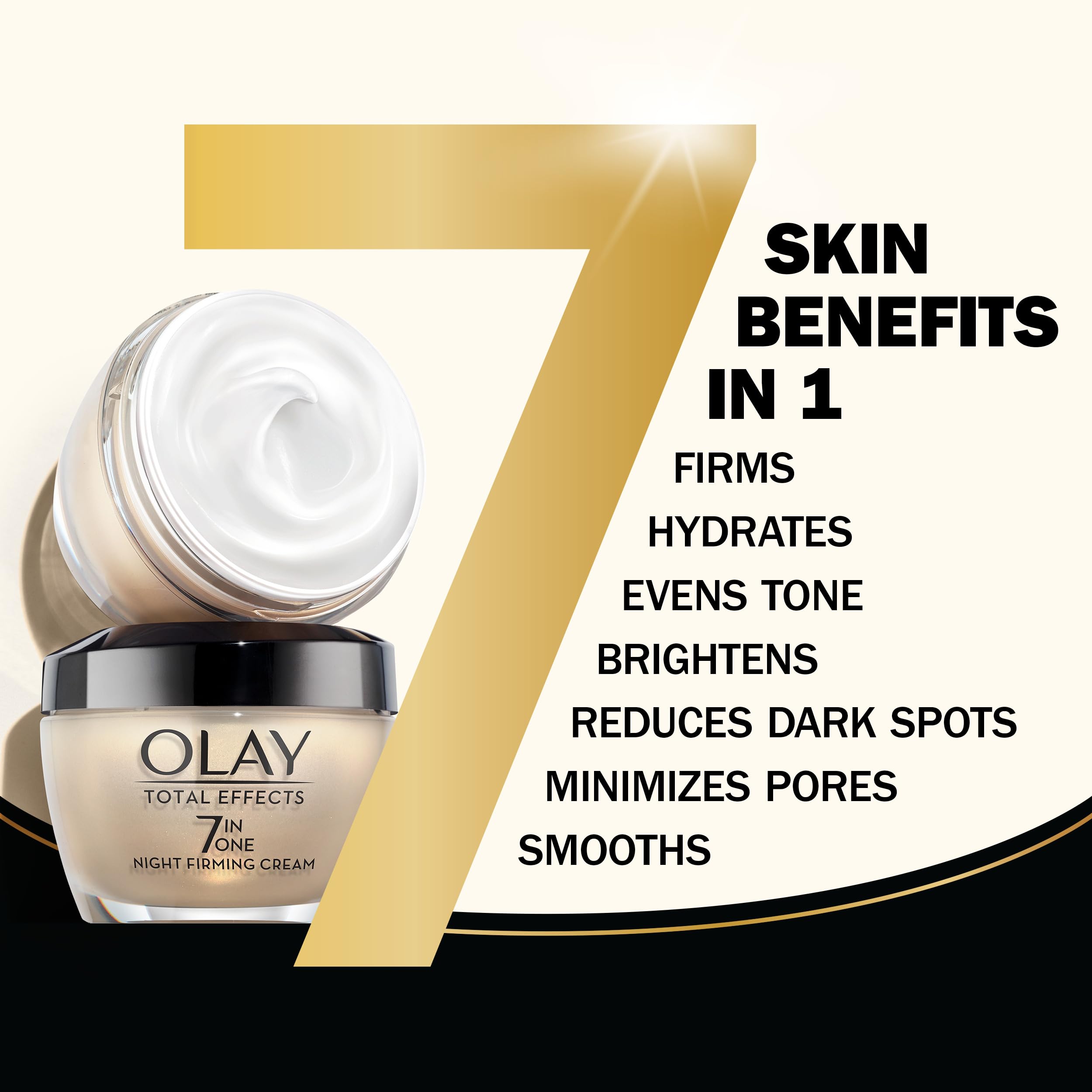 Olay Total Effects overnight face moisturizer packaging showing product information and size