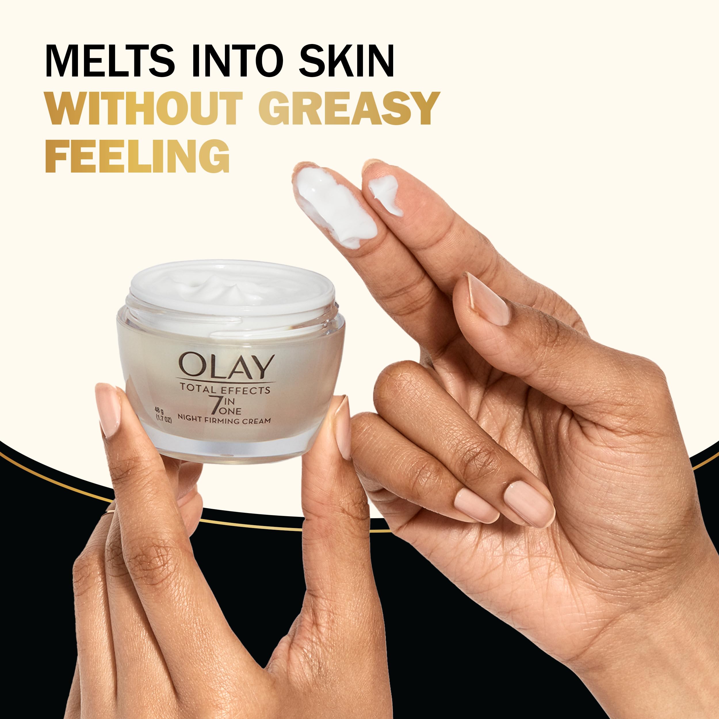 Olay Total Effects anti aging night cream ingredient label showing niacinamide and vitamins