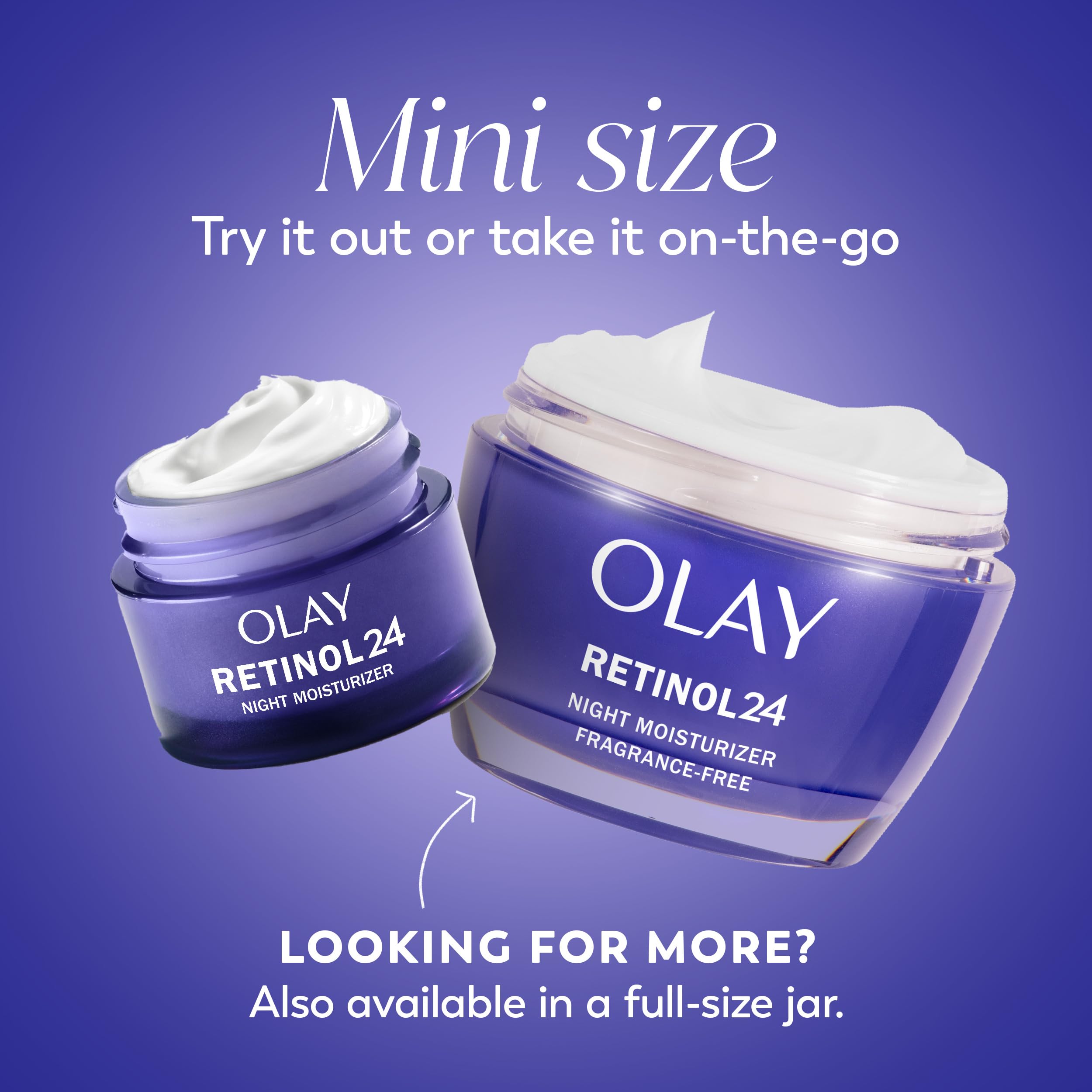Olay Retinol 24 night cream texture showing fragrance free smooth white formula