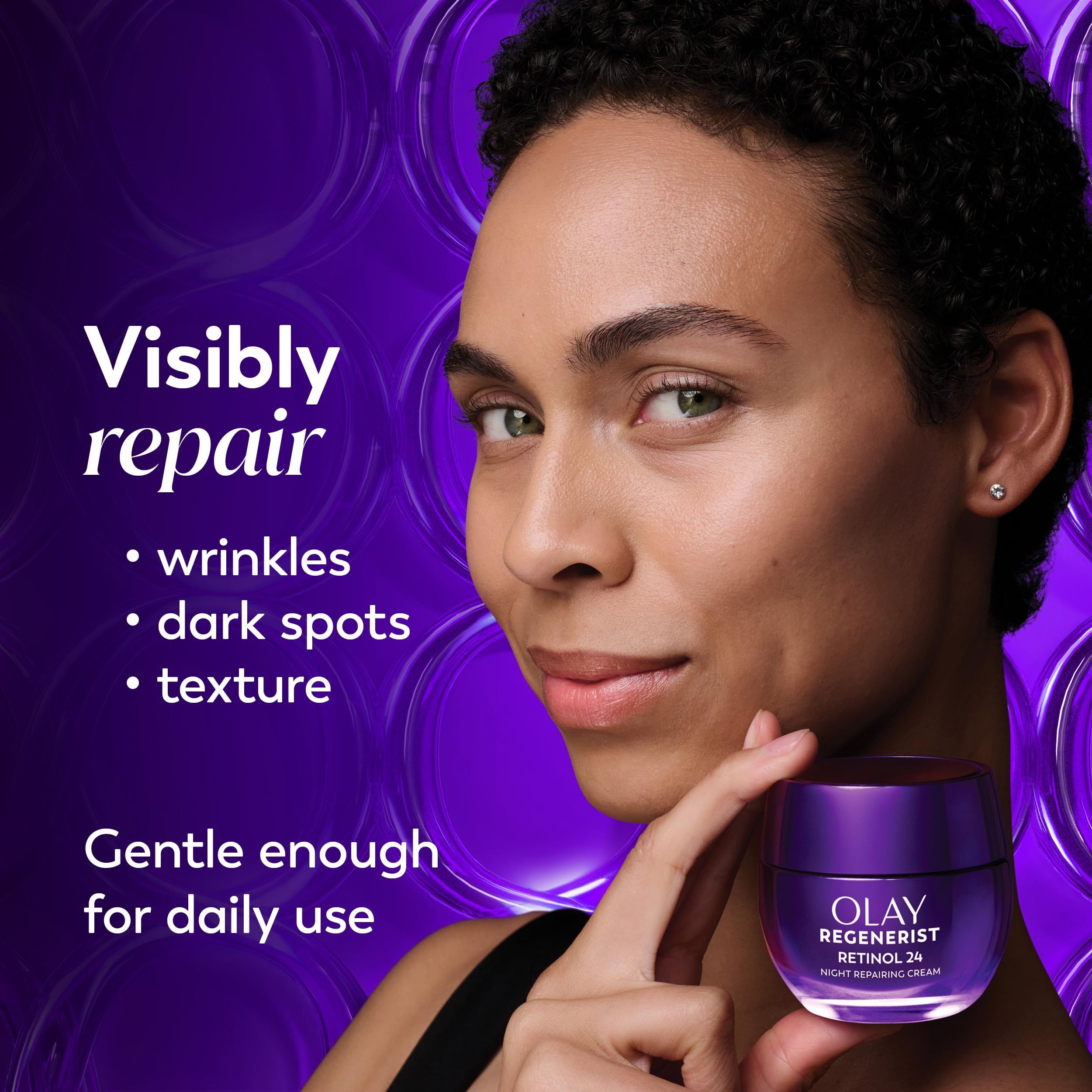 Olay Regenerist Retinol 24 Triple Collagen anti aging night cream box side panel
