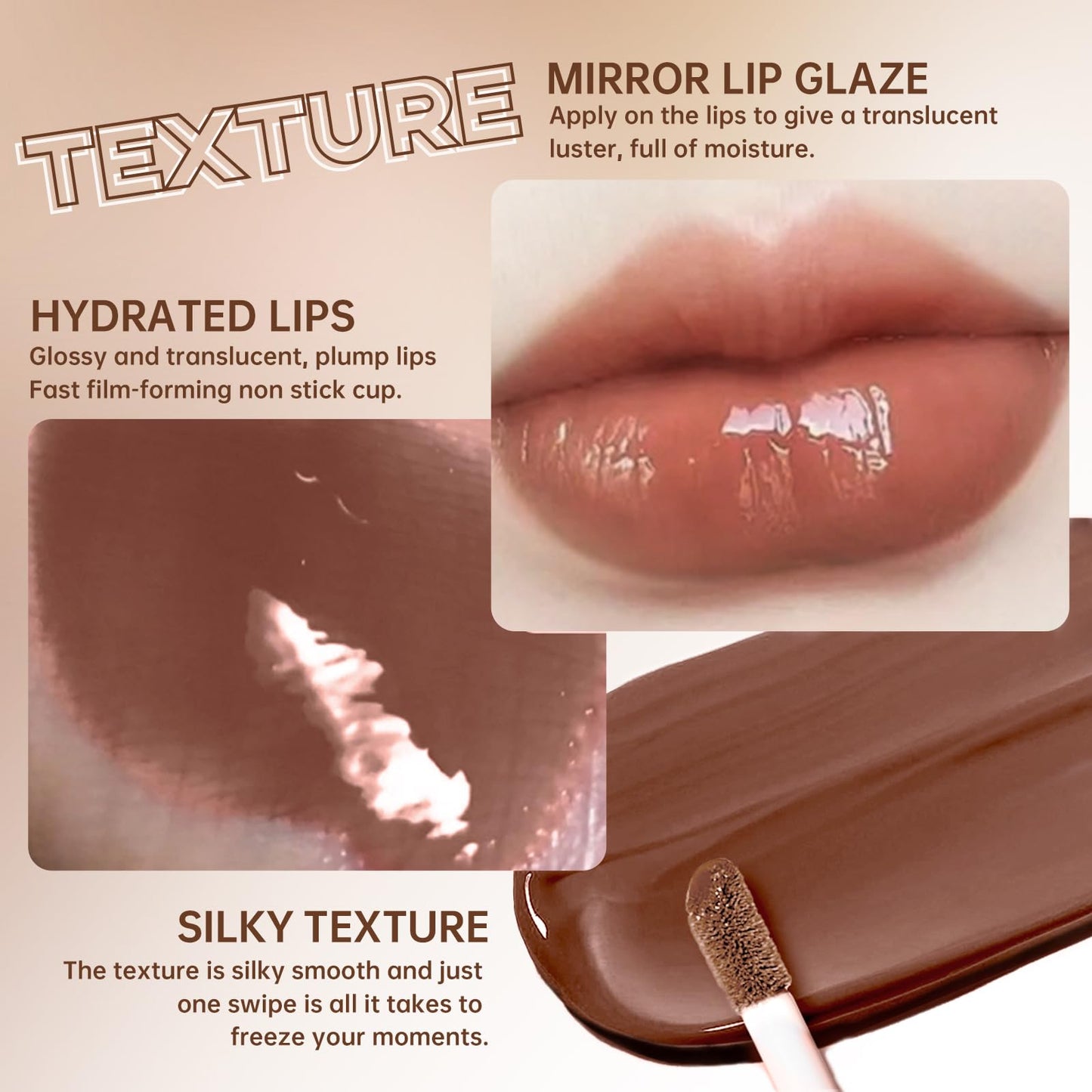 HOSAILY lip combo set shade number 8 applied on lips showcasing high shine