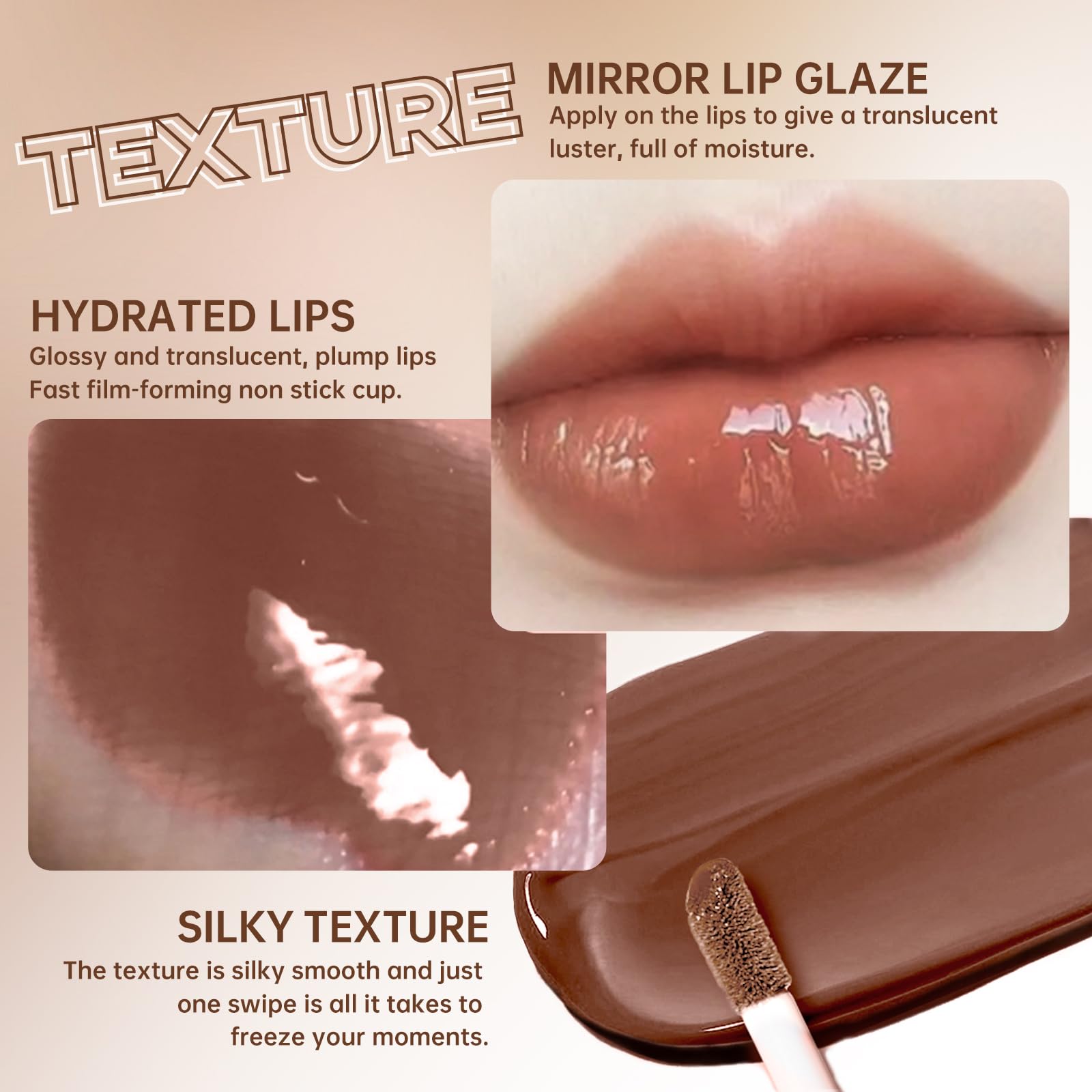 HOSAILY lip combo set shade number 8 applied on lips showcasing high shine