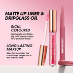 Swatches of matte lip liners and glossy lip oils on skin