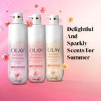Olay strawberry scented body wash packaging angle shot