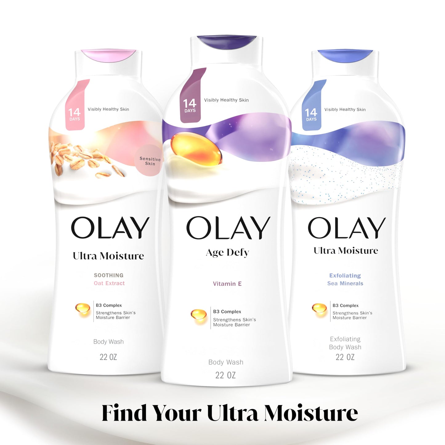 Olay body wash ingredient highlights on packaging