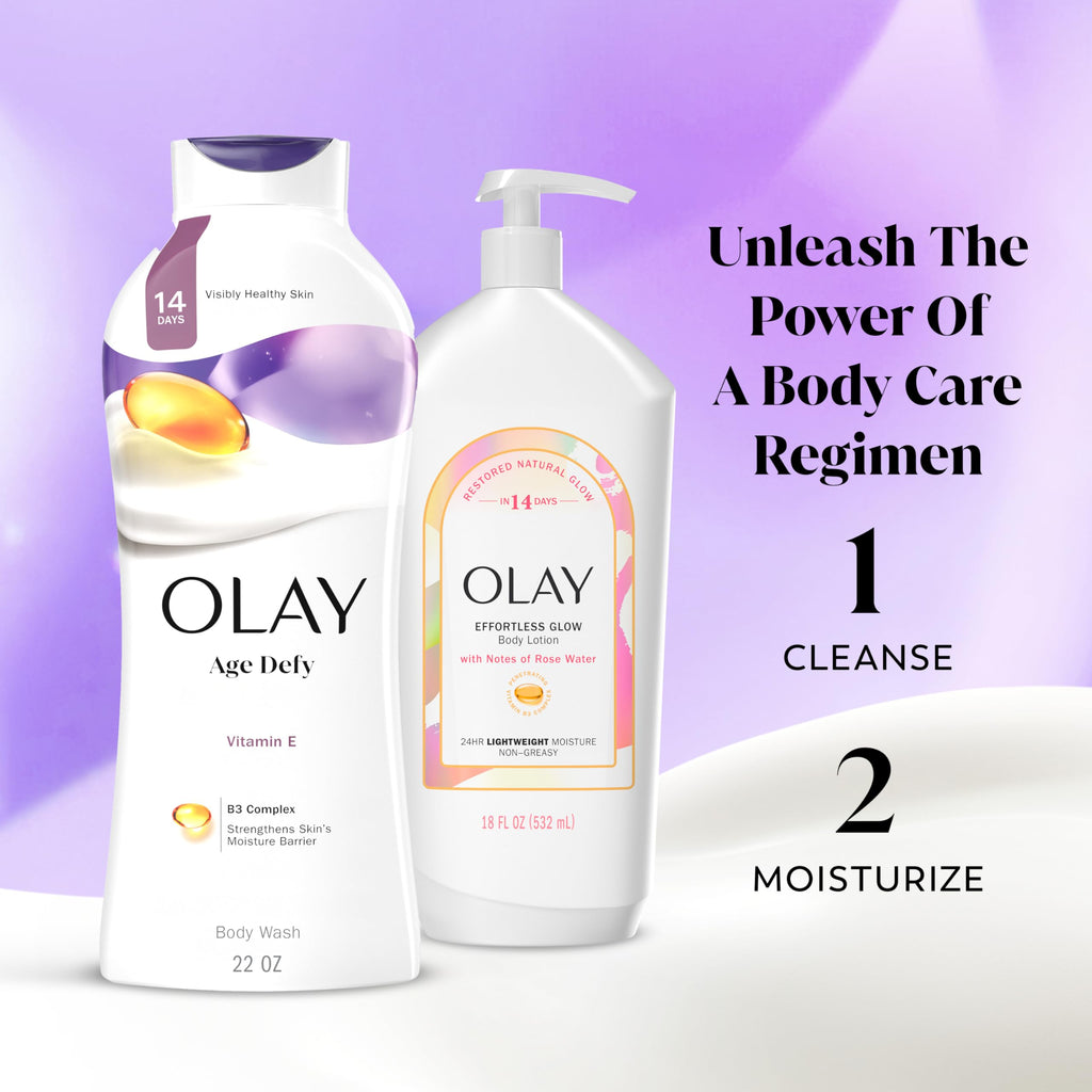 Olay body wash twin pack arranged for daily bathroom skincare routine