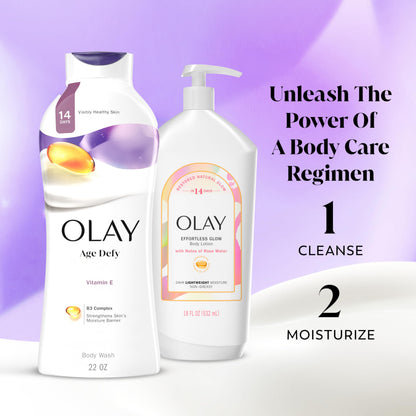 Professional studio shot of Olay hydrating body wash