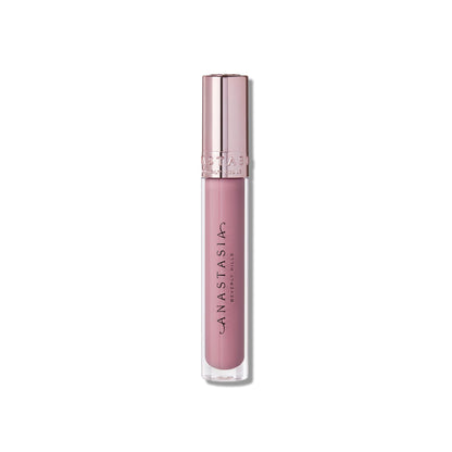 High-shine pink lip gloss applicator wand detail
