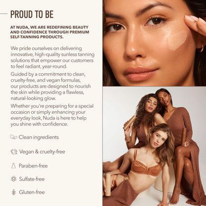 Professional skincare packaging of Nuda tan water