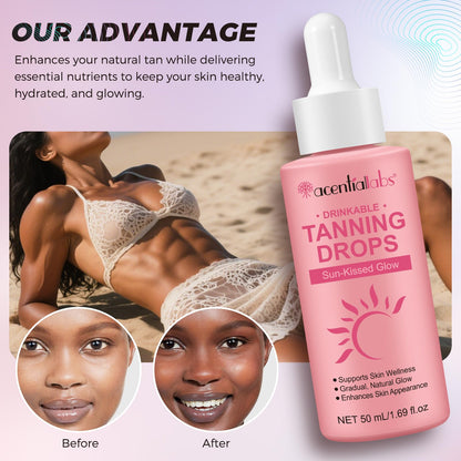 Side view of ZyranovaE melanin boosting tanning drops packaging