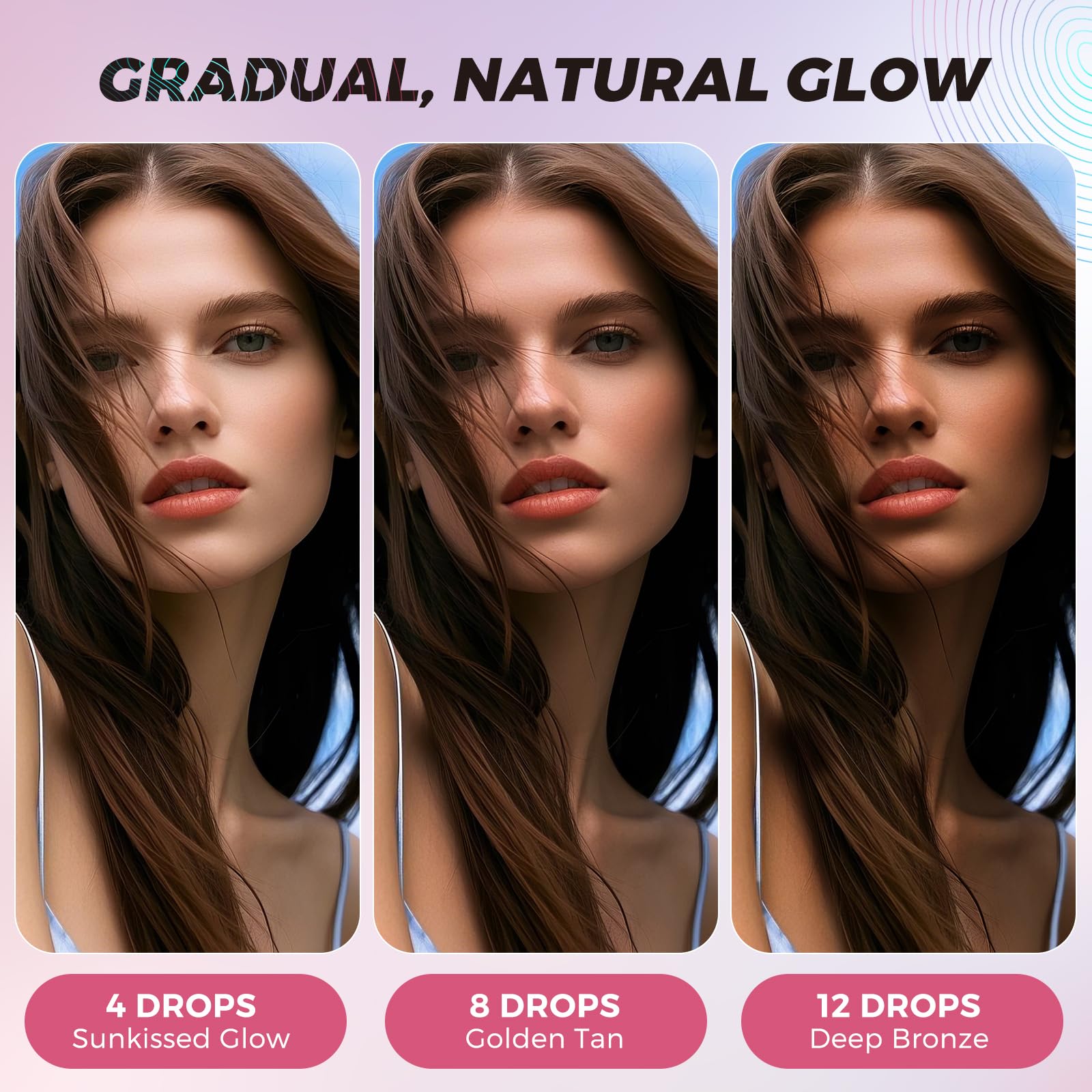Professional studio photography of tanning drops bottle