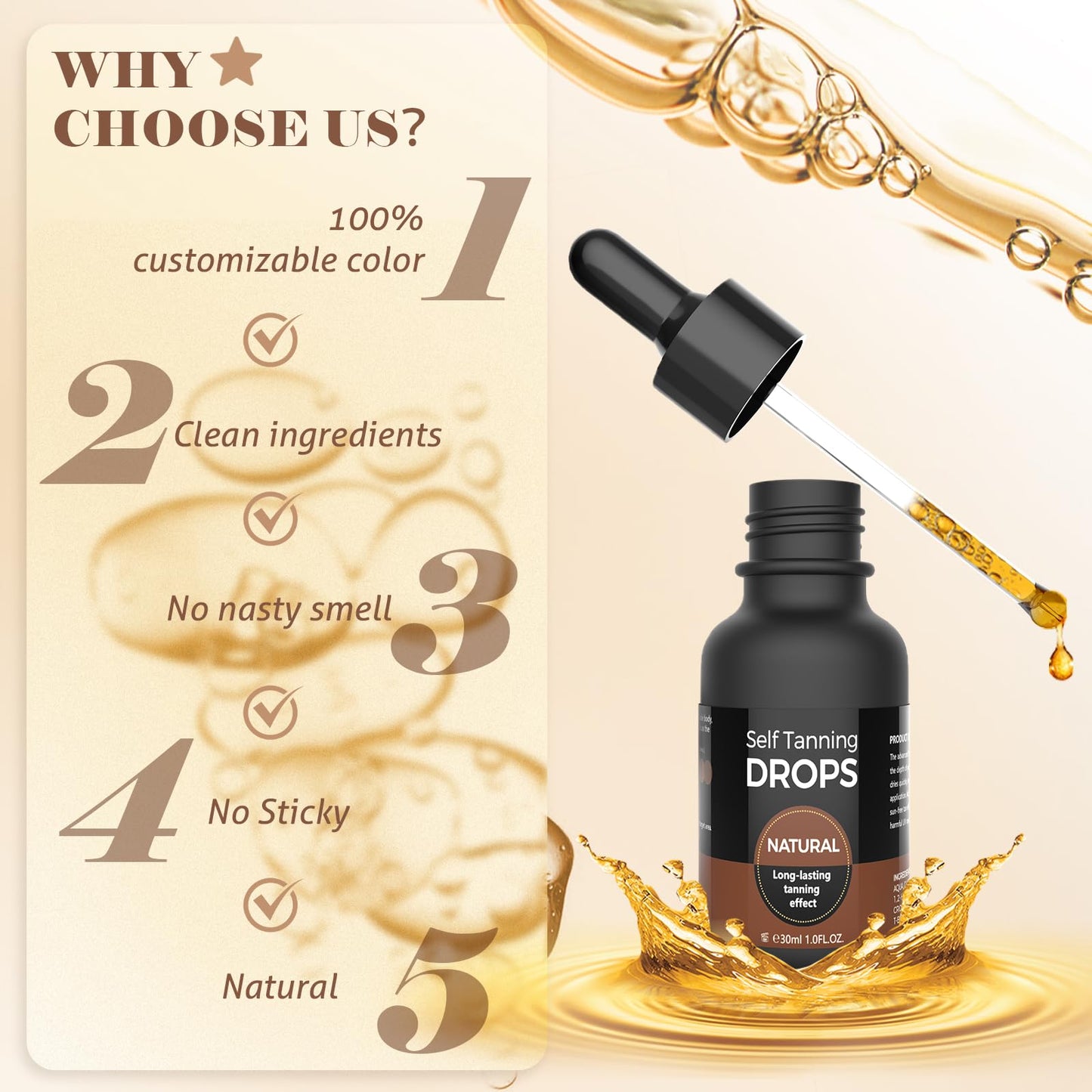 Natural sun-kissed glow results using Naeli drops