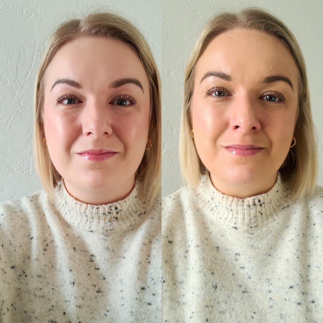 Model showing radiant skin after using Skinny Tan drops