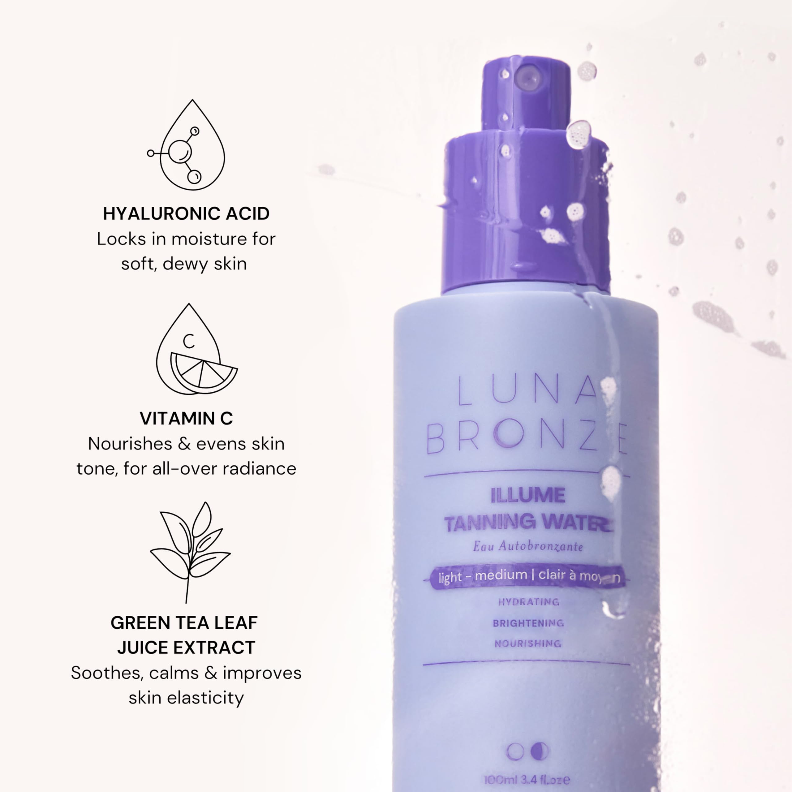 Luna Bronze skincare product ingredient and label details