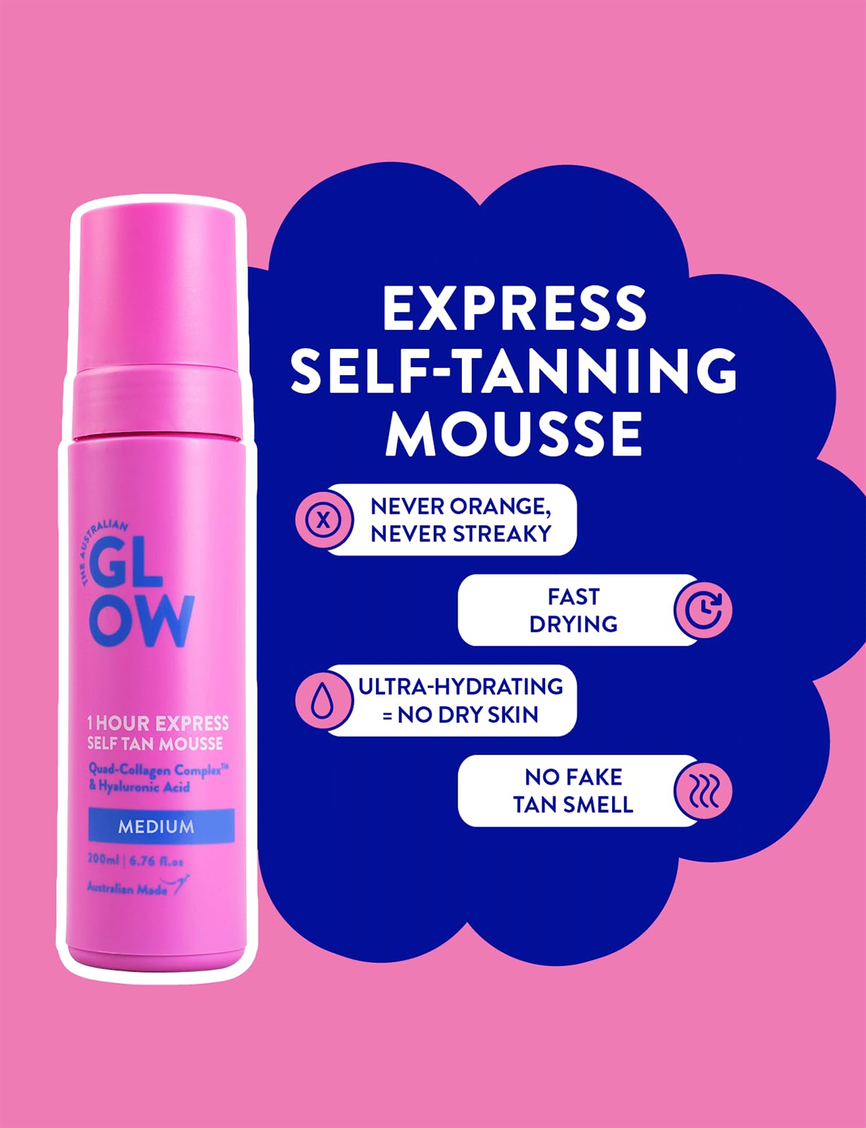 Texture of Australian Glow tanning mousse on skin