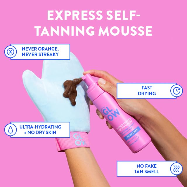 Australian Glow express tanning mousse ingredient highlight label
