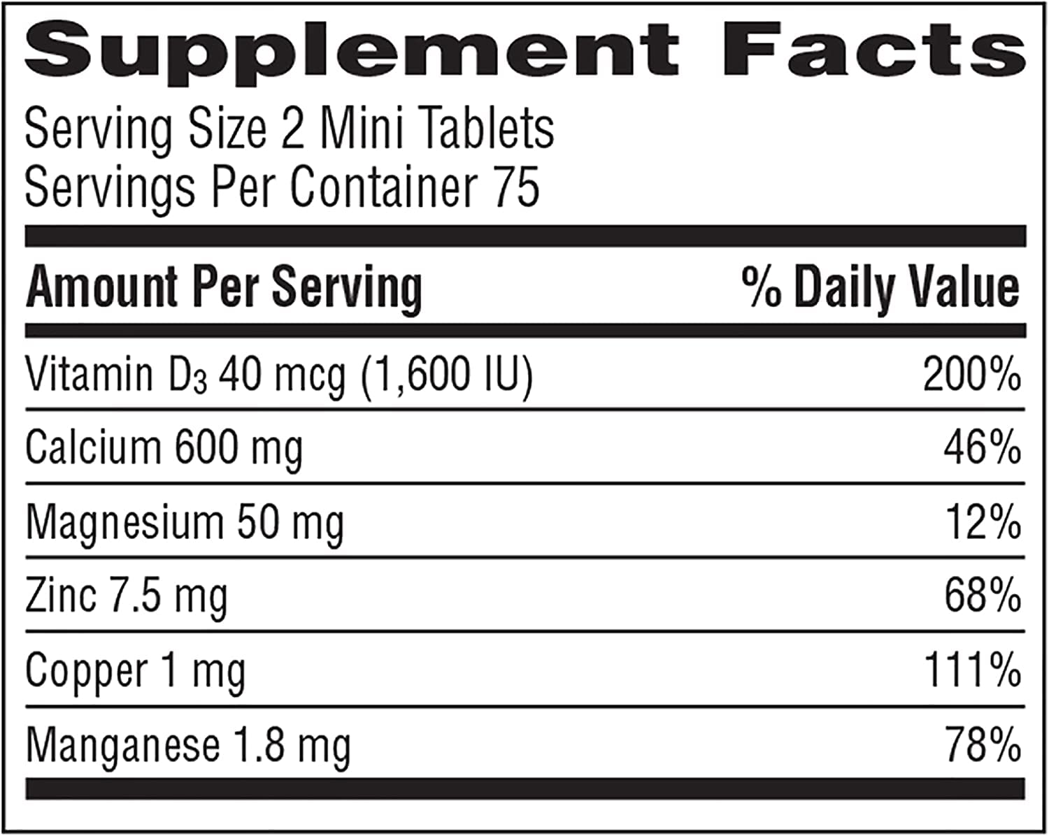 Caltrate Minis bone health supplement packaging highlighting the easy to swallow small tablet size.