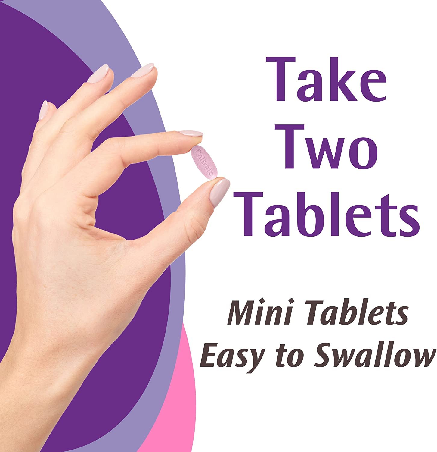 Close up view of the authentic Caltrate dual action bone health mini tablets package.