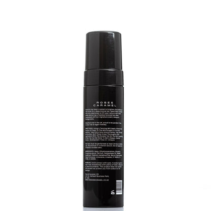 Close up of Rose and Caramel tanning mousse pump dispenser