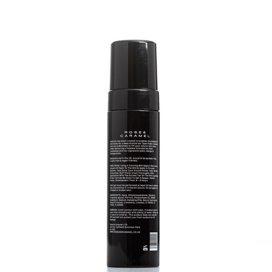 Close up of Rose and Caramel tanning mousse pump dispenser