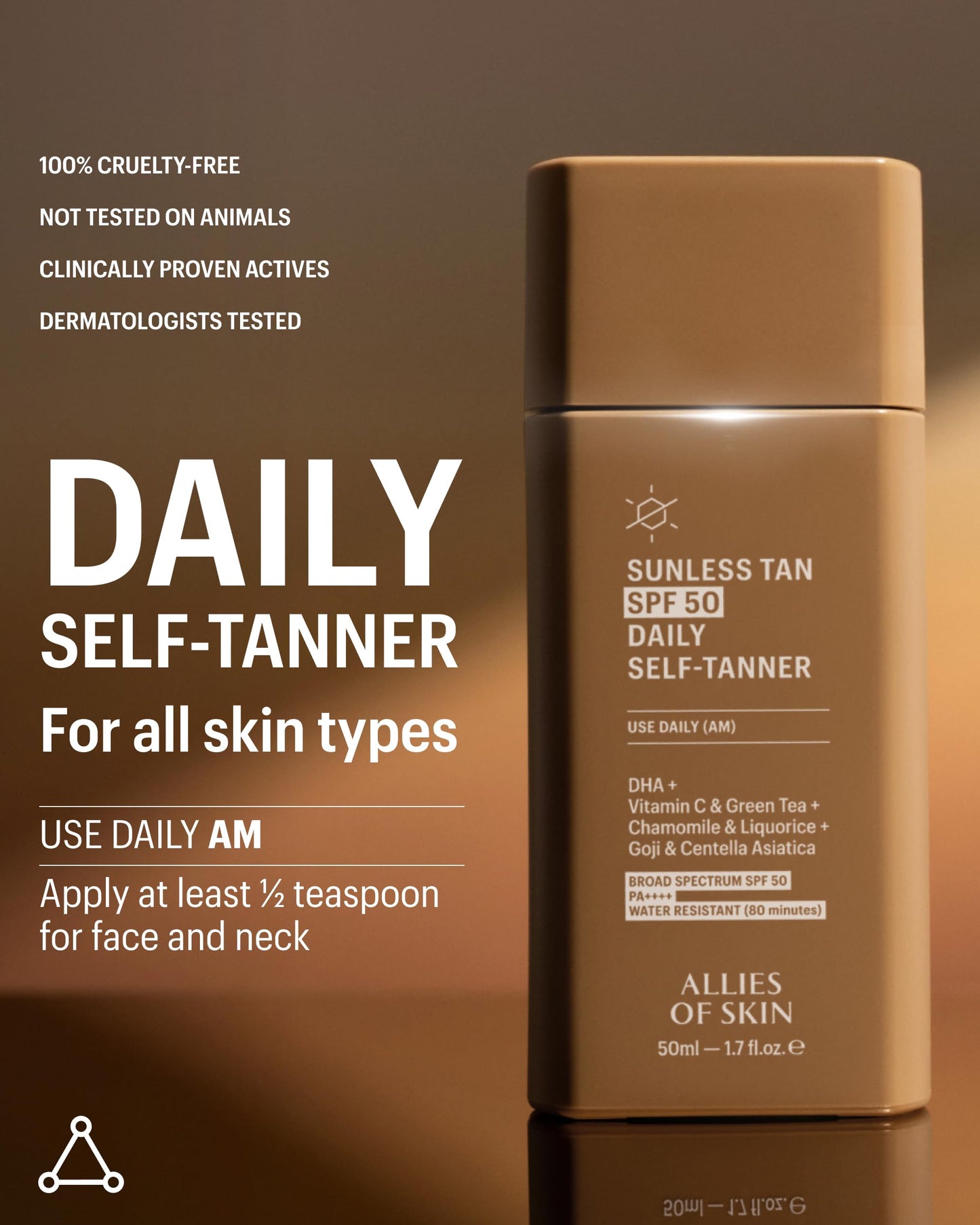 Detailed product label of Allies of Skin self-tanner