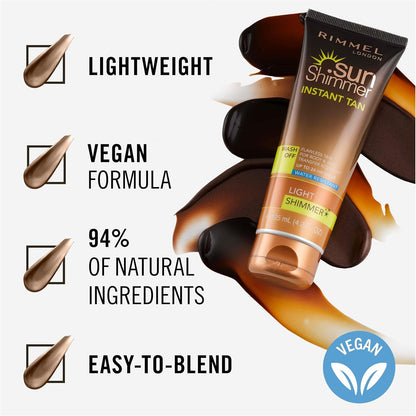 Back label details of Rimmel Sunshimmer Water Resistant Tan