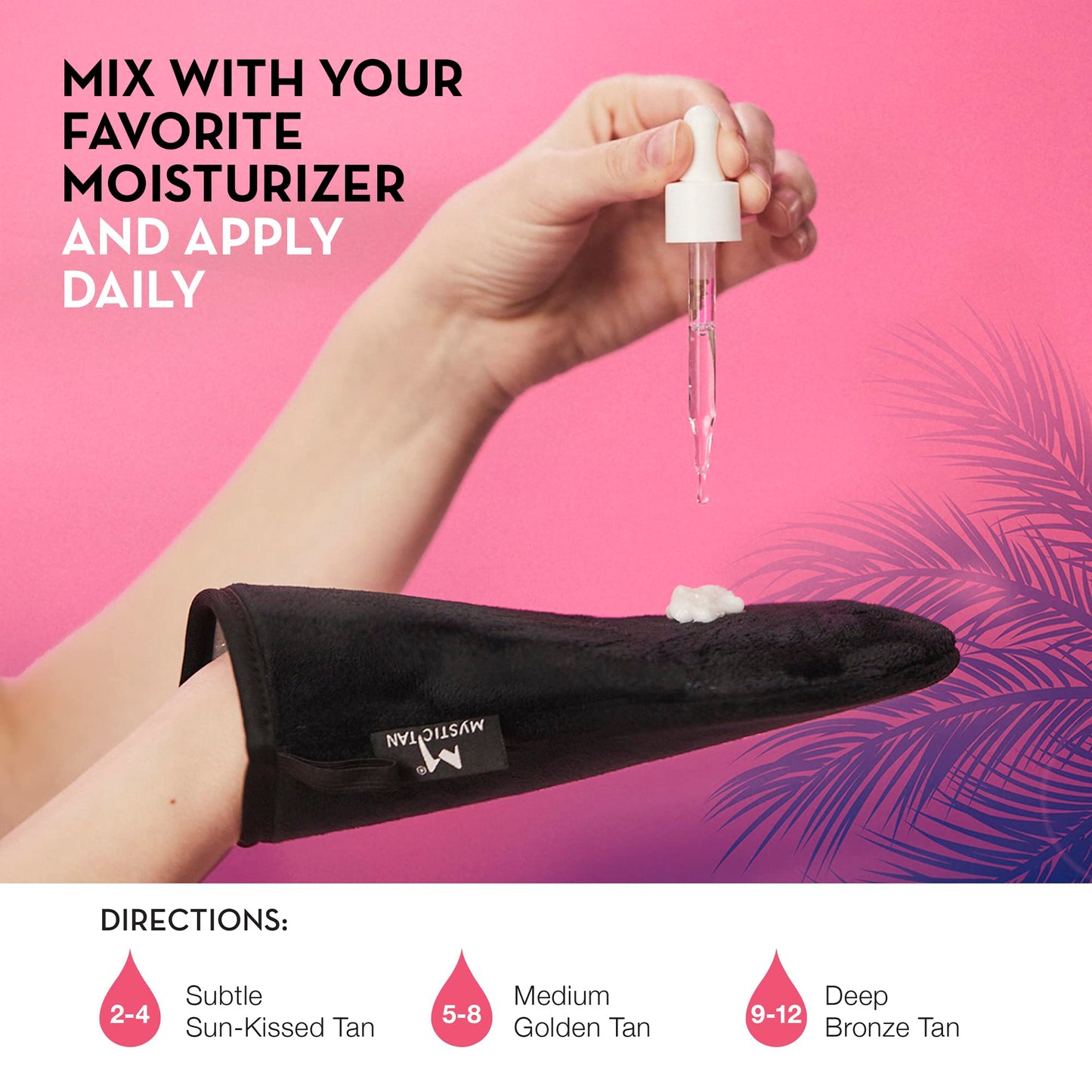 Top view of Mystic Tan self-tan drops dropper bottle