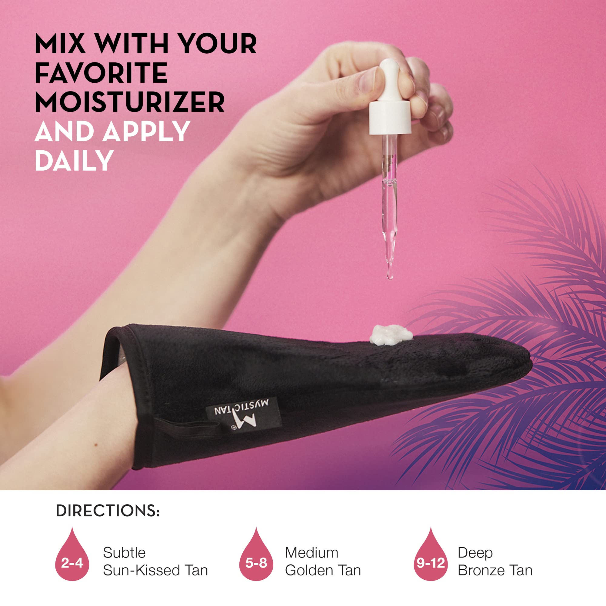 Top view of Mystic Tan self-tan drops dropper bottle
