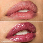 Rem Beauty sheer violet lip gloss swatch on skin
