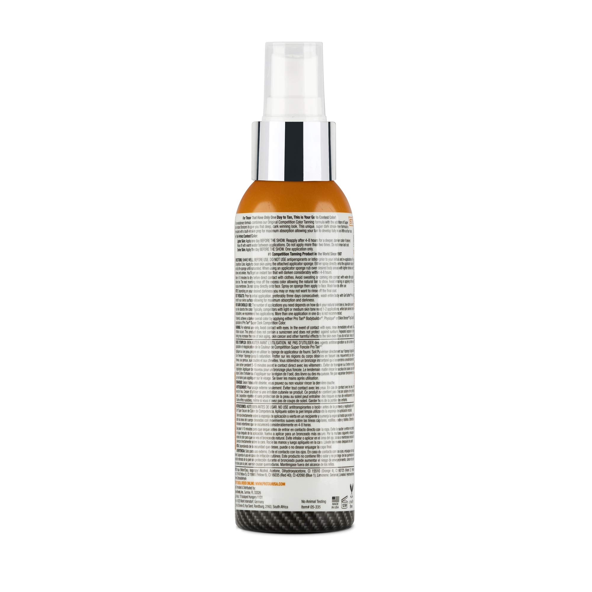 Pro Tan 3.4 fluid ounce competition tanning spray bottle application