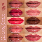 Model wearing Revolution Beauty London Pout Lip Gloss Stick on lips