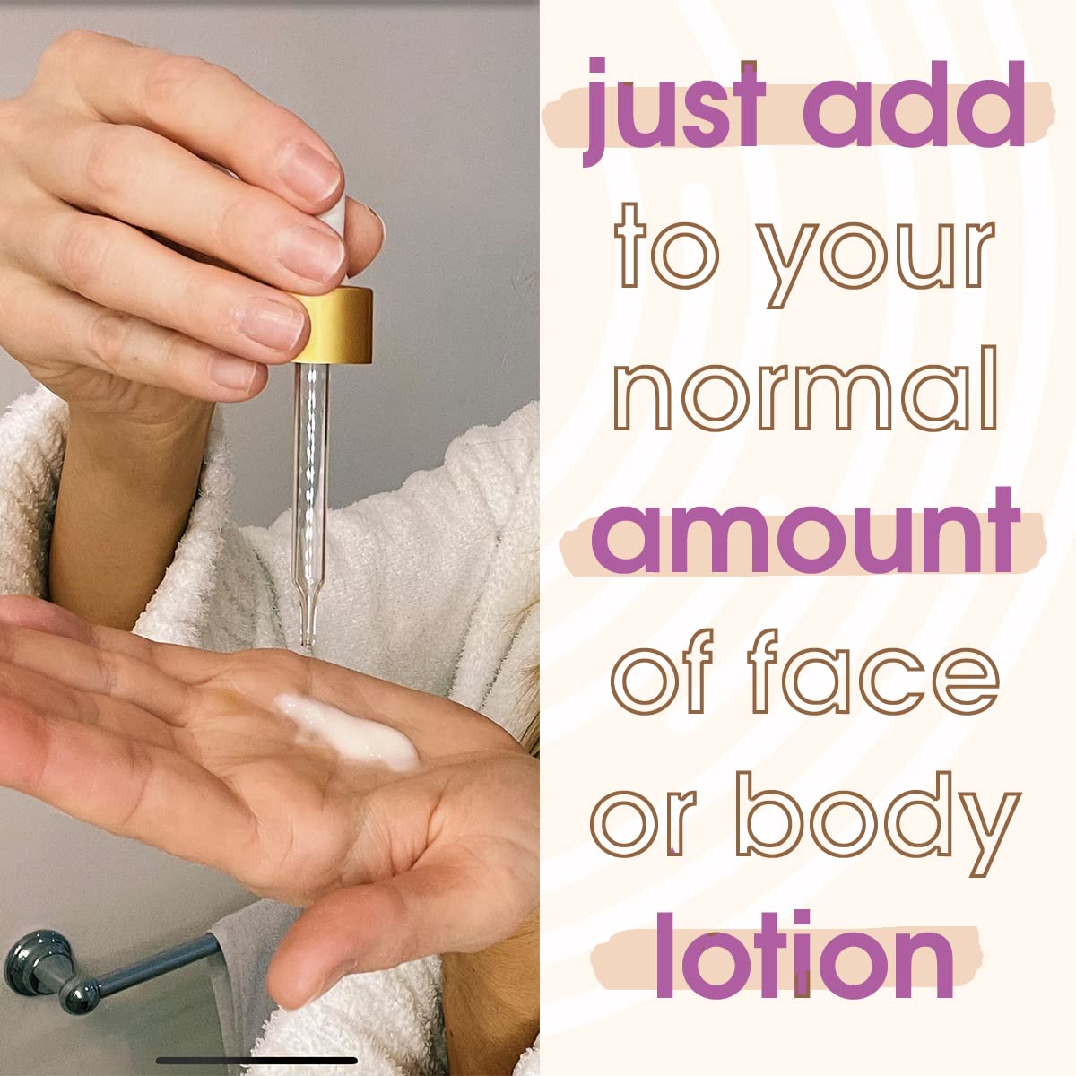 User applying Gleow tanning drops mixed with moisturizer