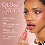 Side profile of Revolution Beauty London Pout Lip Gloss Stick in Sweet Rose