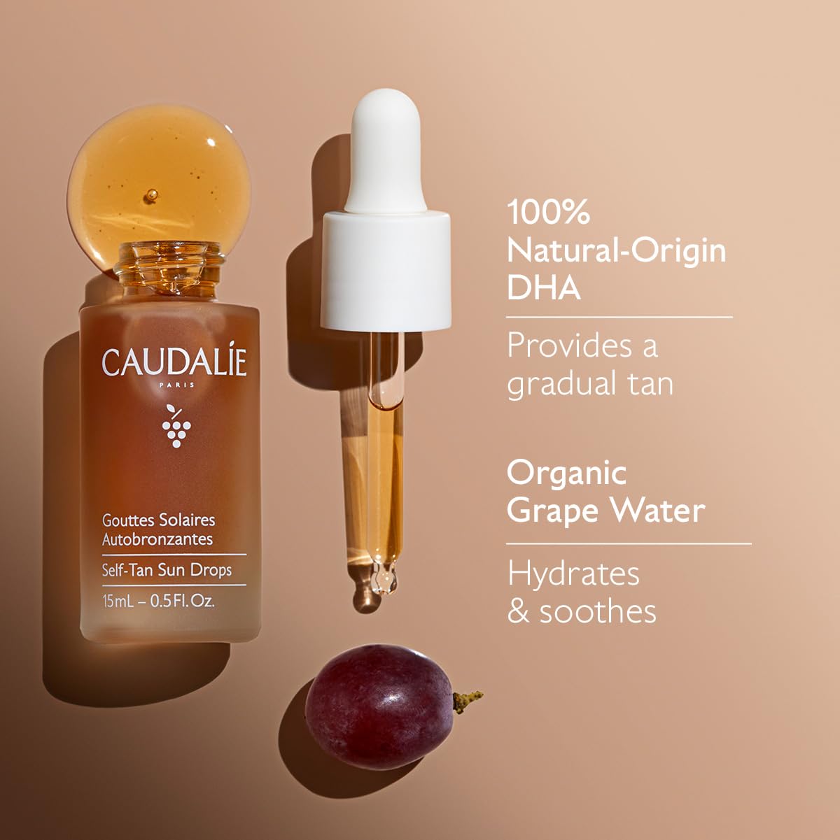 Caudalie Self-Tan Sun Drops box and bottle set
