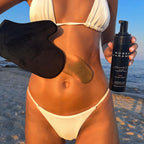 Rose And Caramel Velvety Ultra Dark Olive Self Tanning Mousse pump mechanism close up