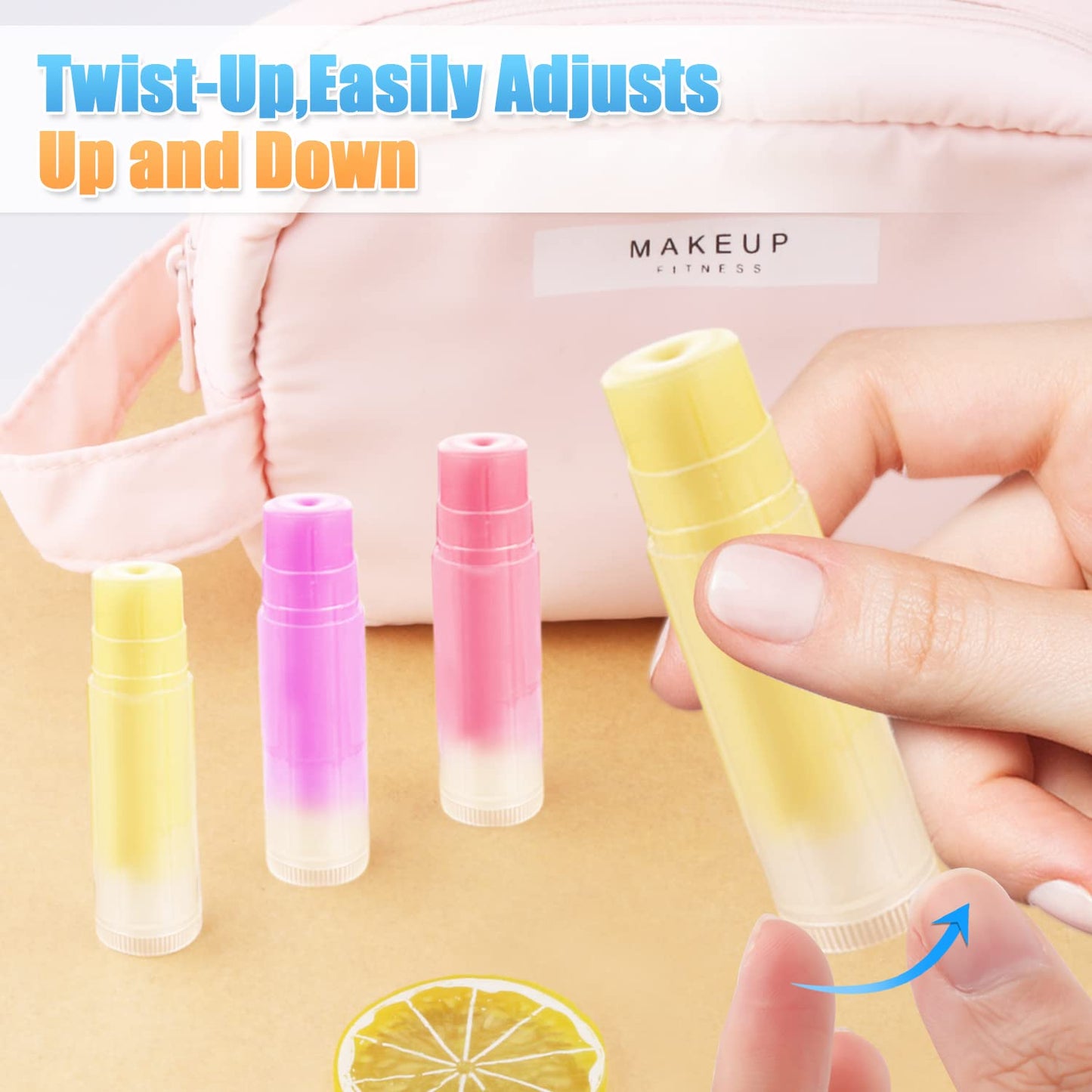 Bulk packaging of fifty clear plastic twist up tubes for custom lip gloss making