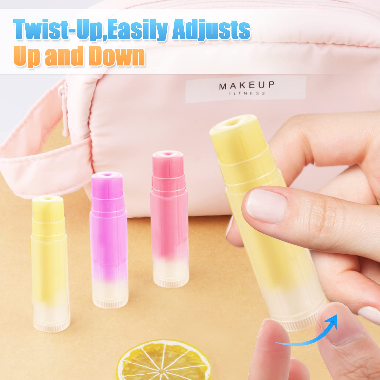 Bulk packaging of fifty clear plastic twist up tubes for custom lip gloss making