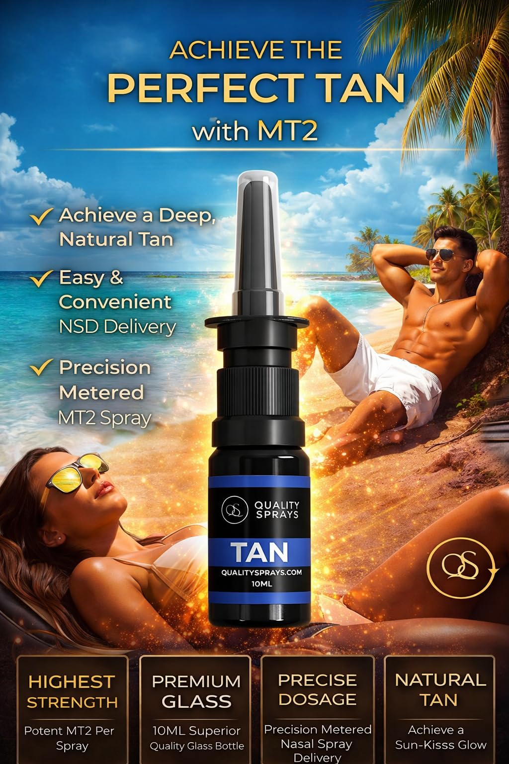 Compact travel size tanning spray by Quality Sprays