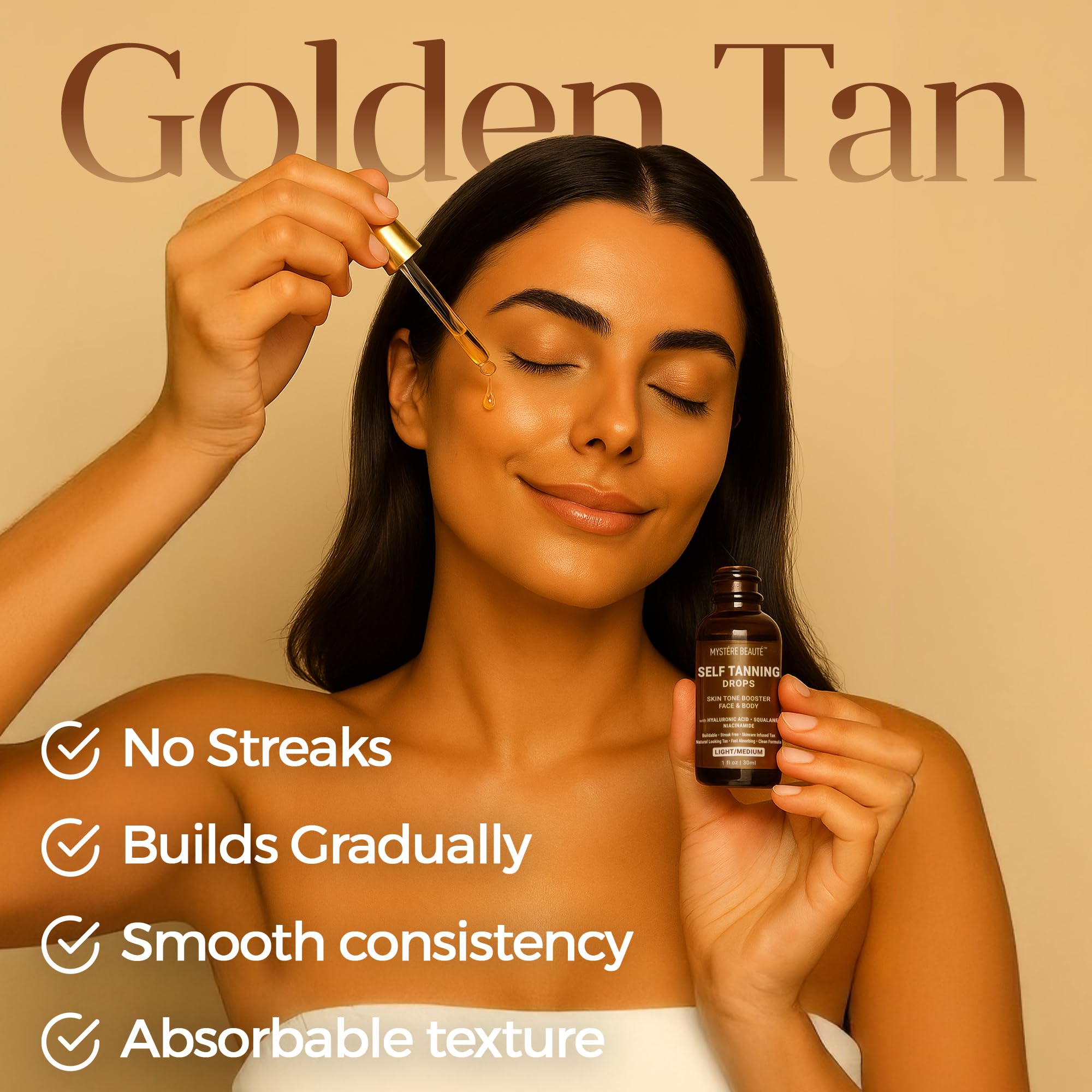 Mystere Beaute self tanning drops for face and body glow