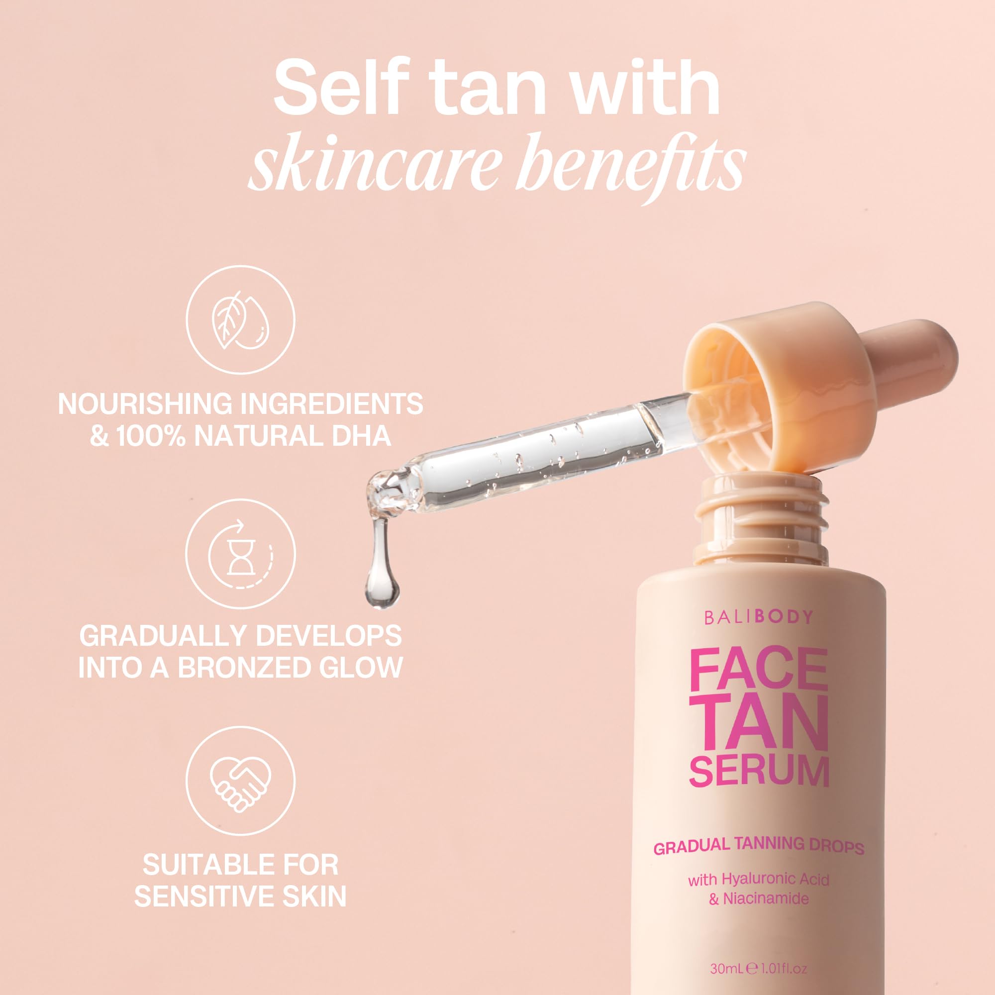 Bali Body Face Tan Serum ingredients and vegan certification